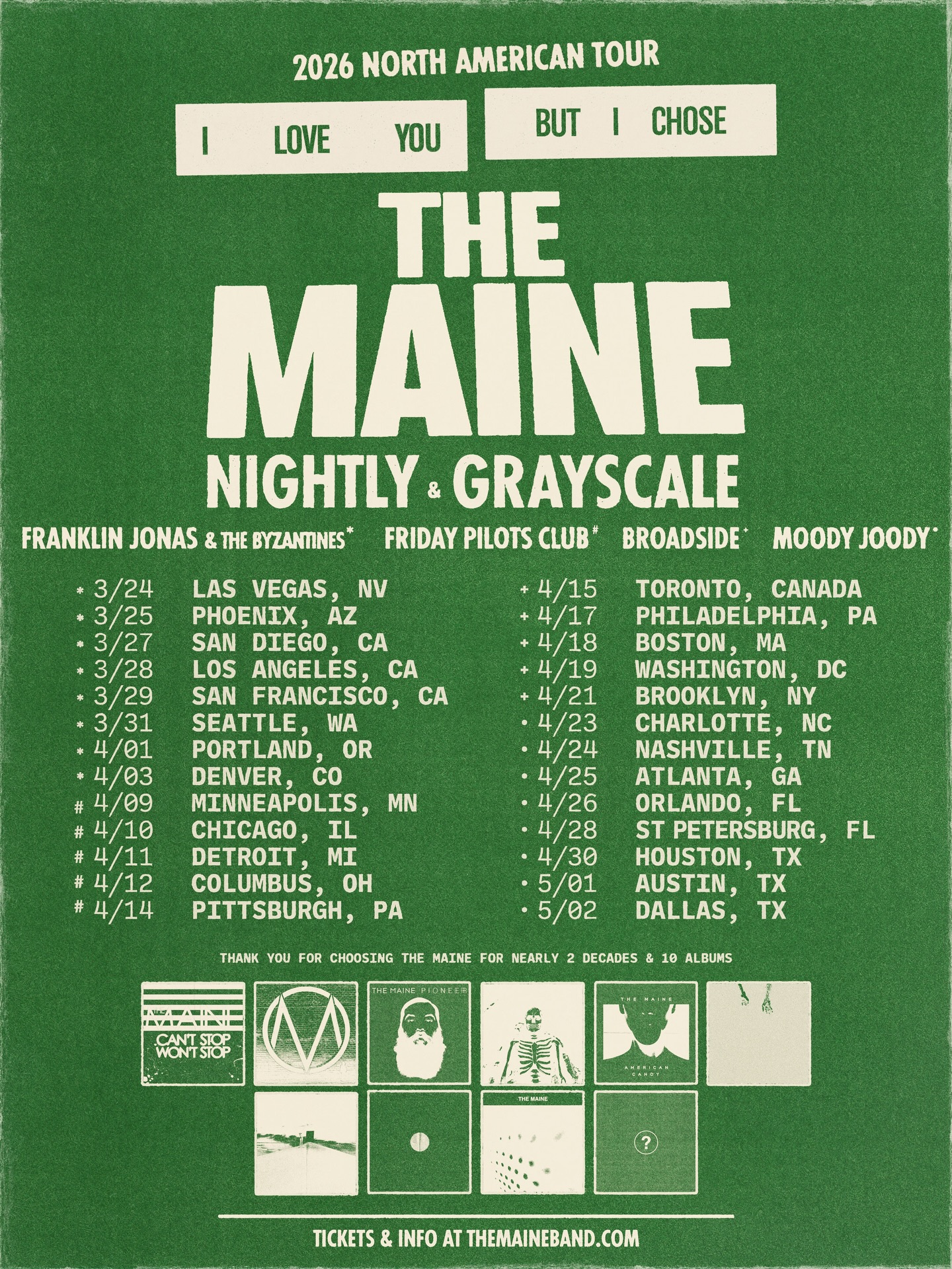 Nightly I Love You But... I Chose The Maine Tour Poster 2026
